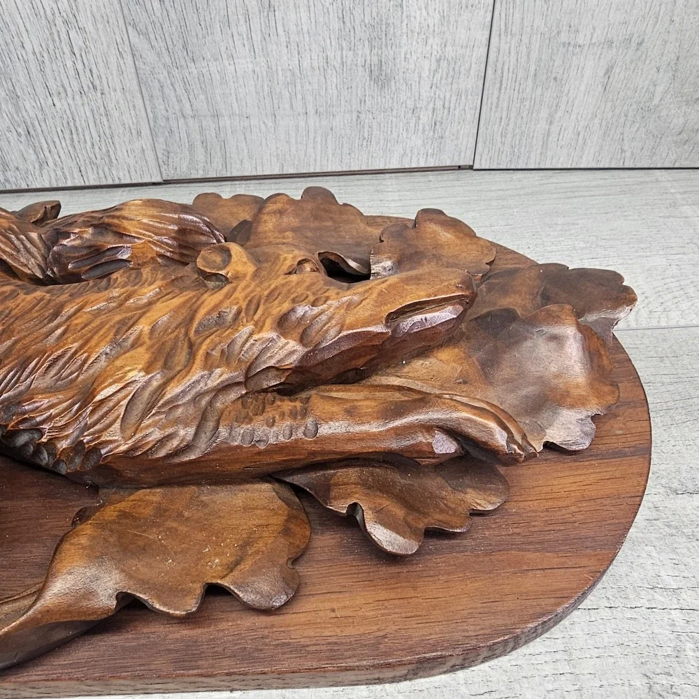 Wow Vtg Black Forest Wall Plaque Hunting Fox Trophy 21.5